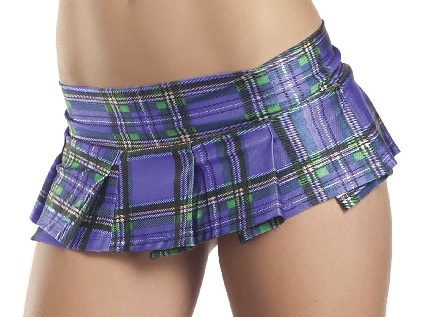 Plum Plaid Pleated Mini Skirt - Medium- Large Default Title