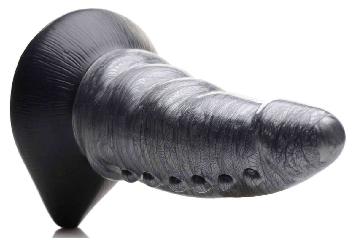 cc beastly tapered bumpy silicone dildo silver
