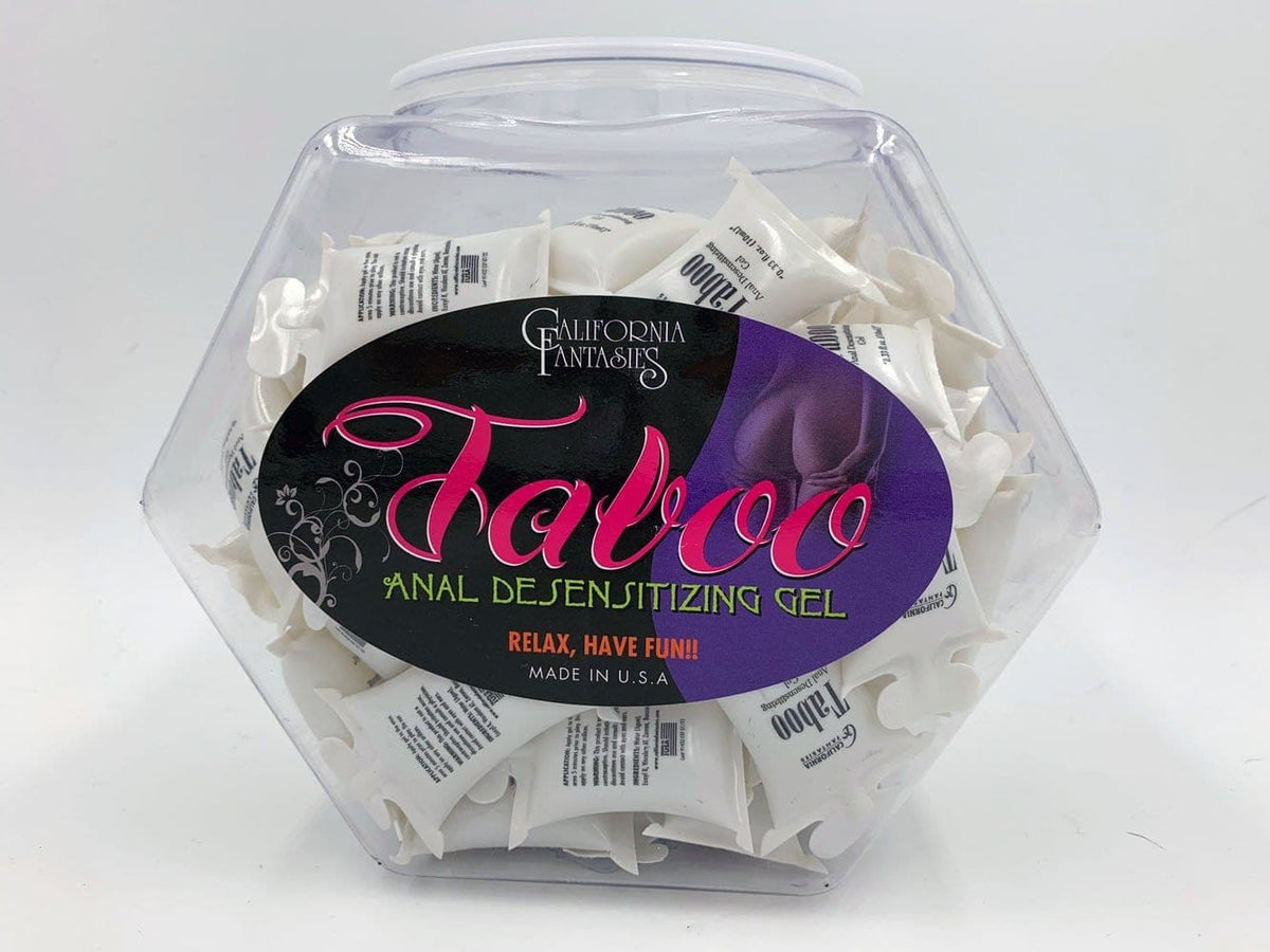 taboo anal desensitizing gel 72 piece fishbowl 10 ml pillows