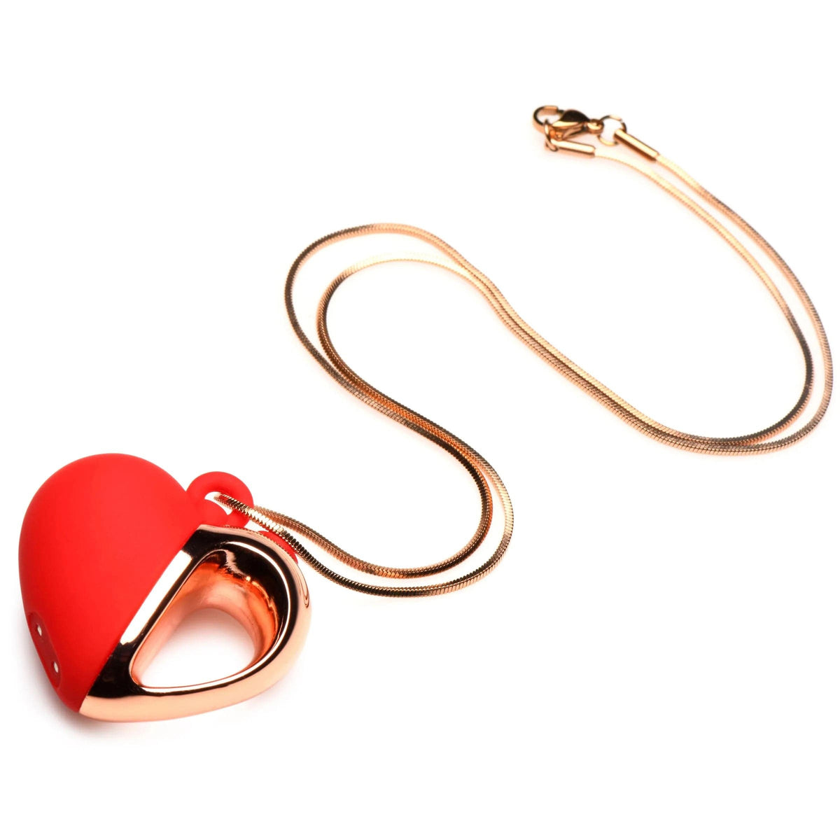 10x vibrating silicone heart necklace rose gold red
