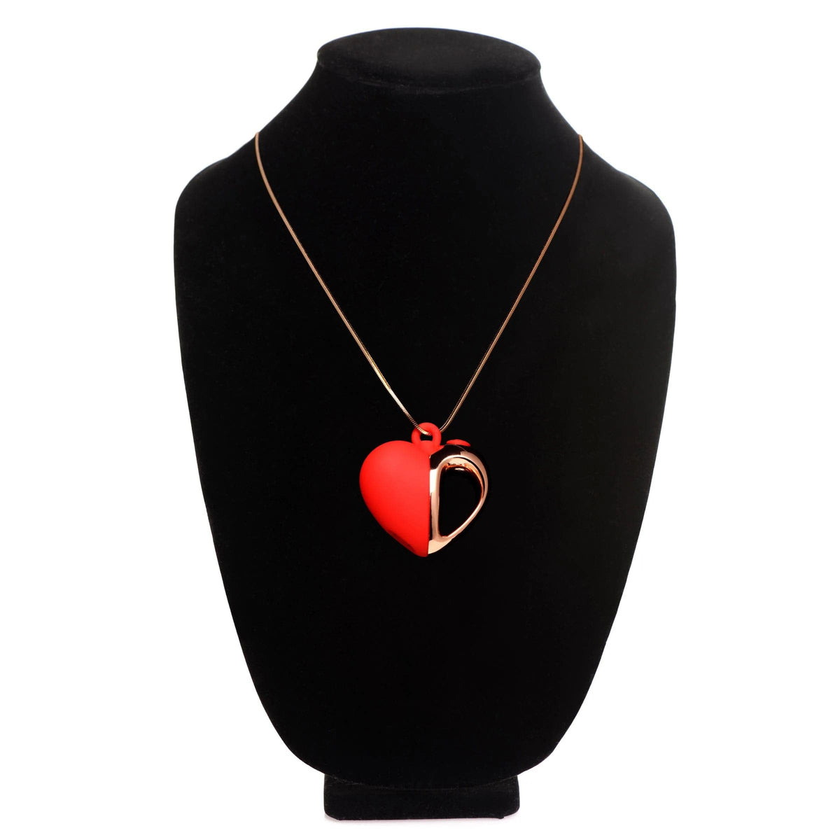 10x vibrating silicone heart necklace rose gold red