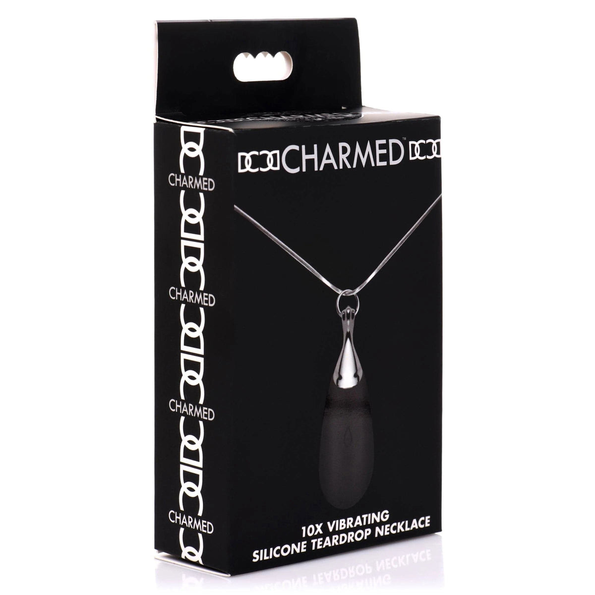 10x vibrating silicone teardrop necklace black