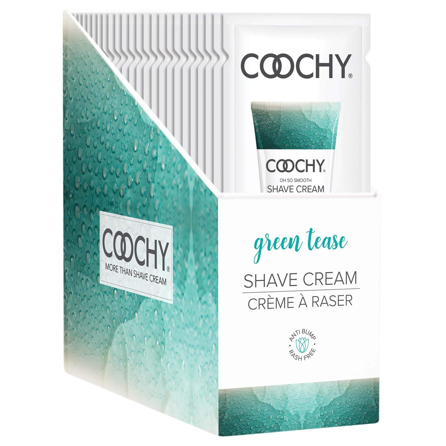 coochy shave cream green tease 15 ml foils 24 count display