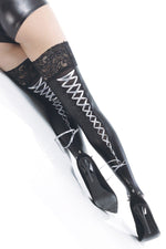 Lace Up Stocking - Black-silver - One Size Default Title