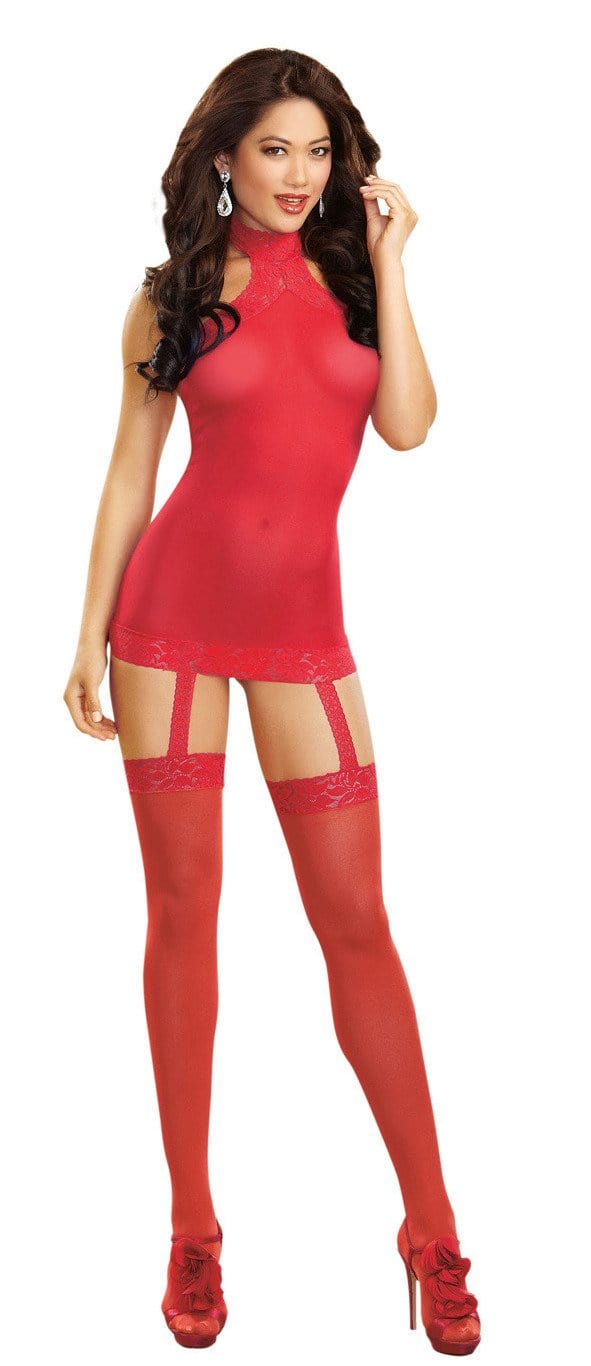 sheer garter dress one size red