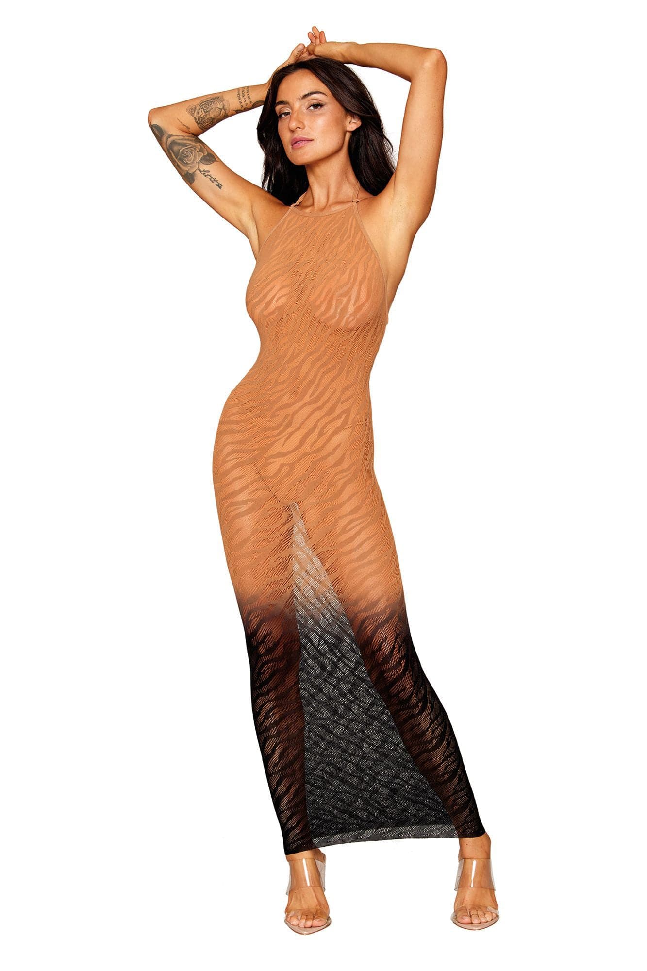 Bodystocking Gown - One Size - Black/copper Default Title