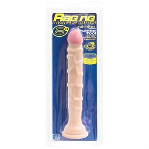 raging hard ons slimline with suction cup 8 inch dong white