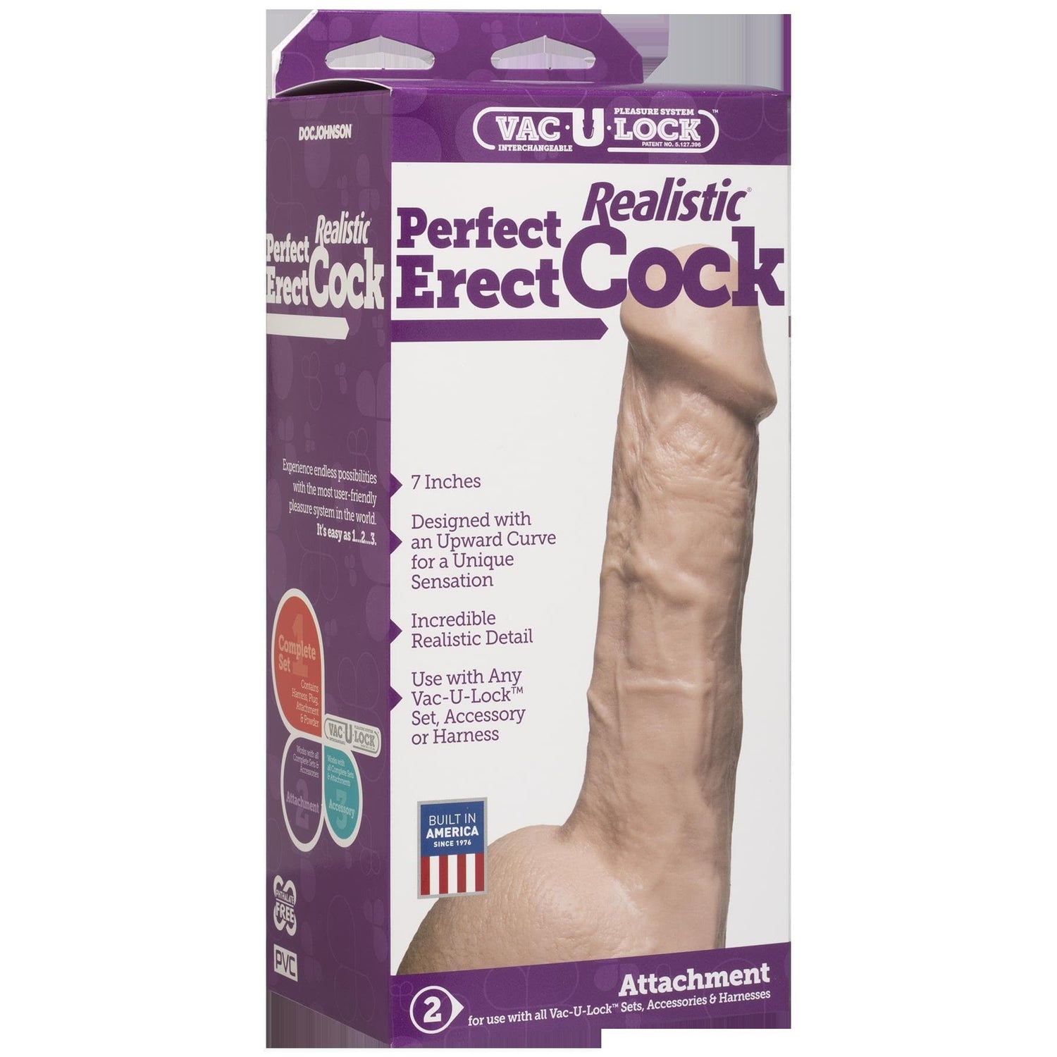 Vac-U-Lock Perfect Erect Realistic Cock - White Default Title