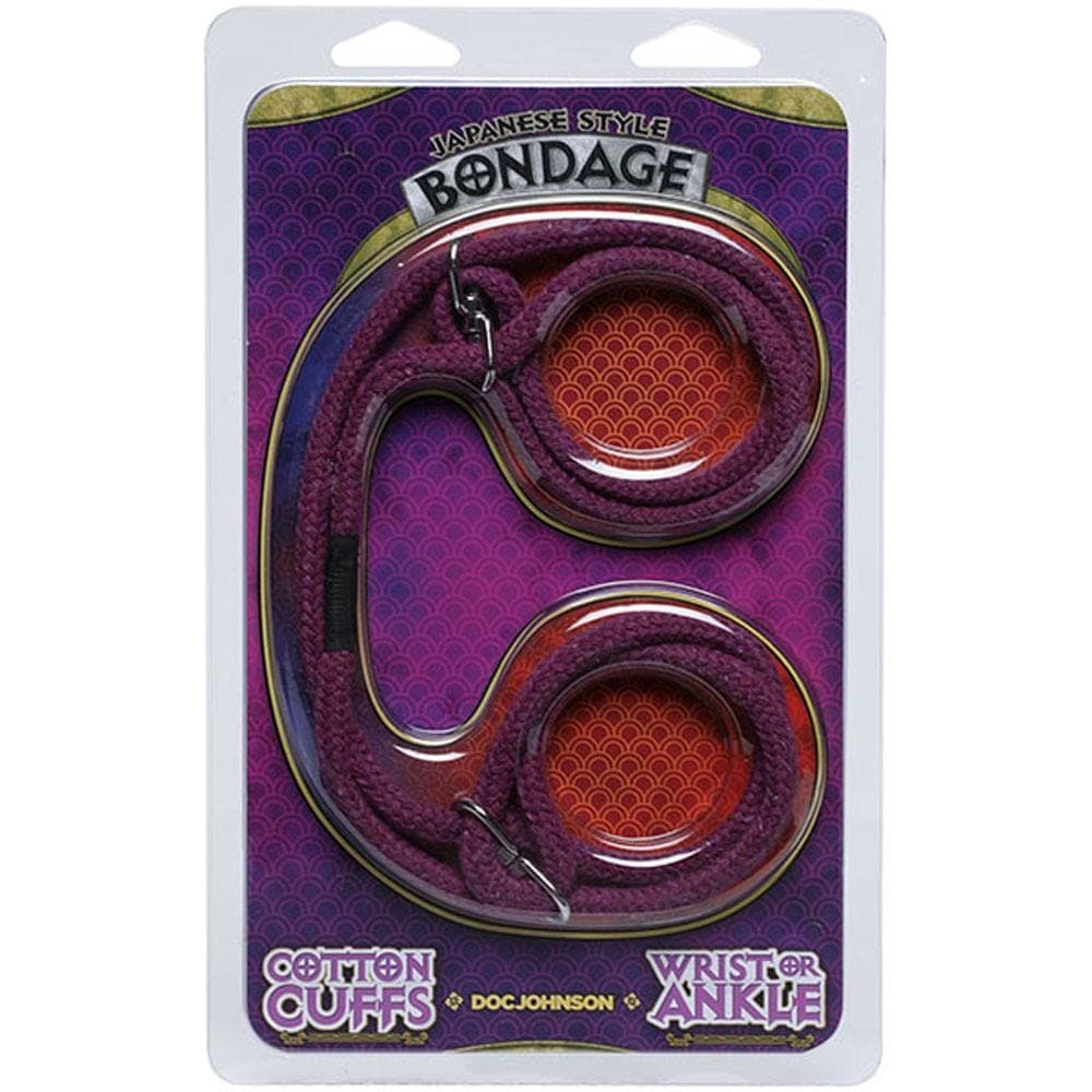 japanese style bondage cotton wrist or ankle cotton cuffs purple
