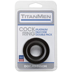 Titanmen Cock Ring Platinum Silicone Double Pack - Black Default Title