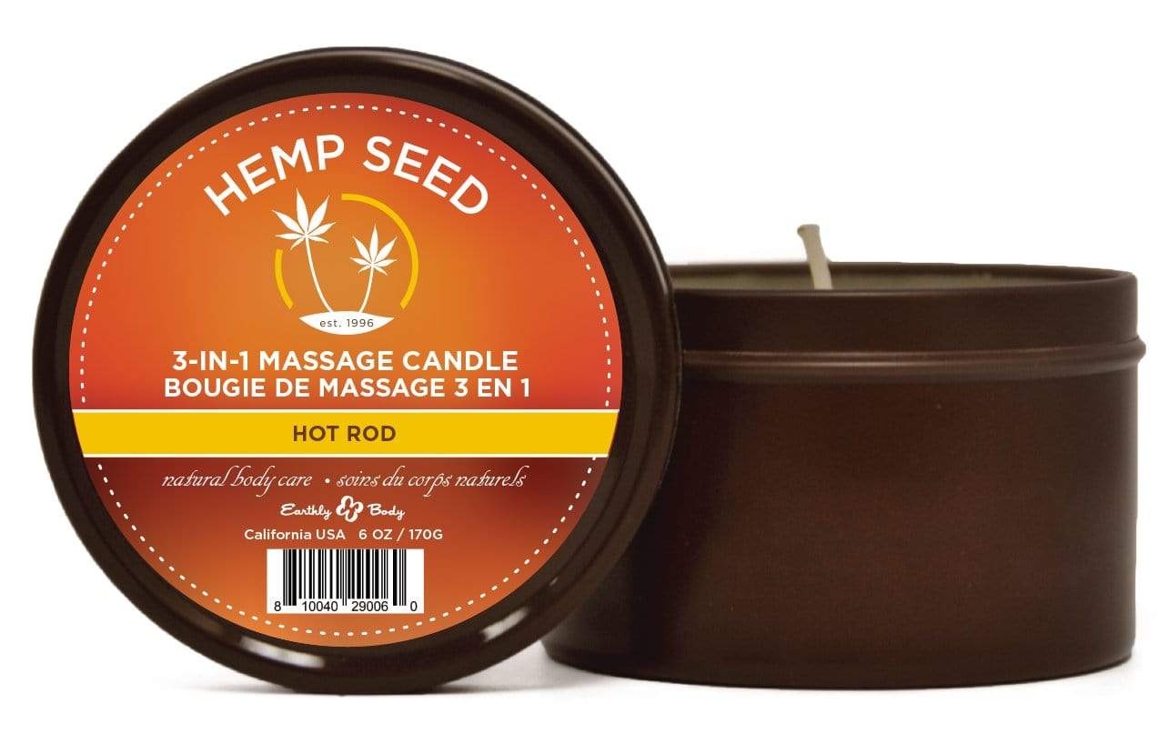 3 in 1 massage candle hot rod with hemp 6oz