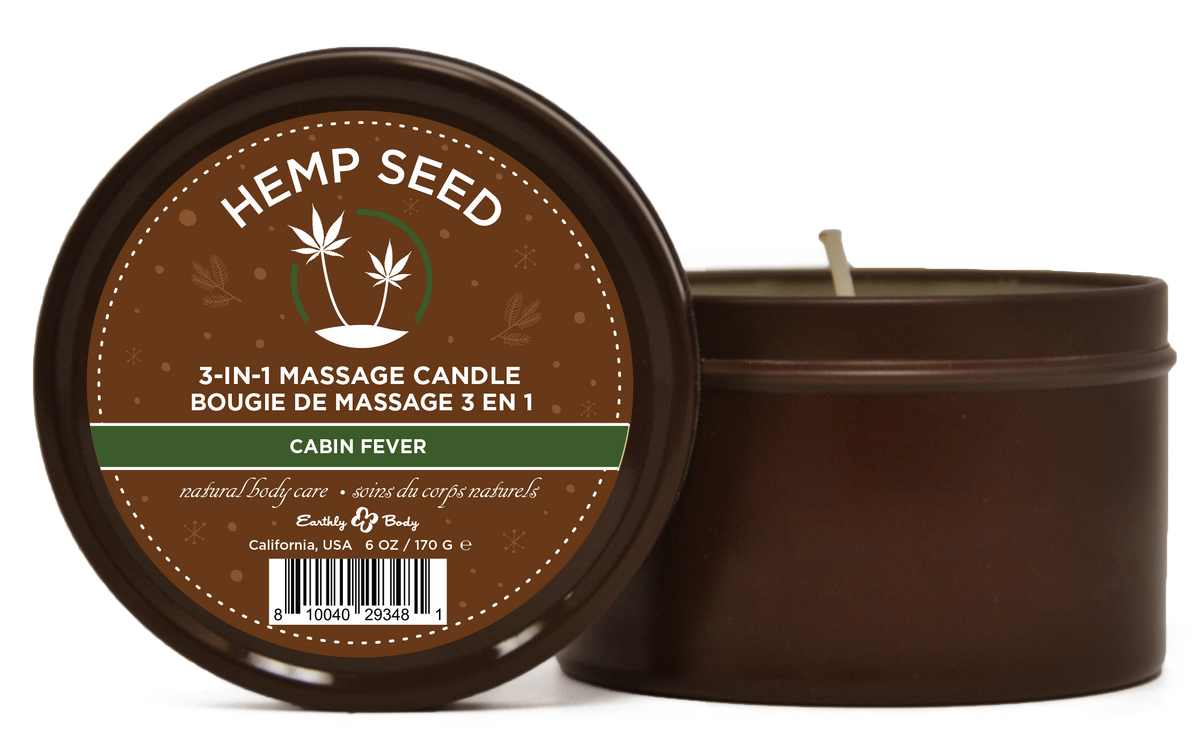 hemp seed 3 in 1 massage candle cabin fever 6oz 170 g