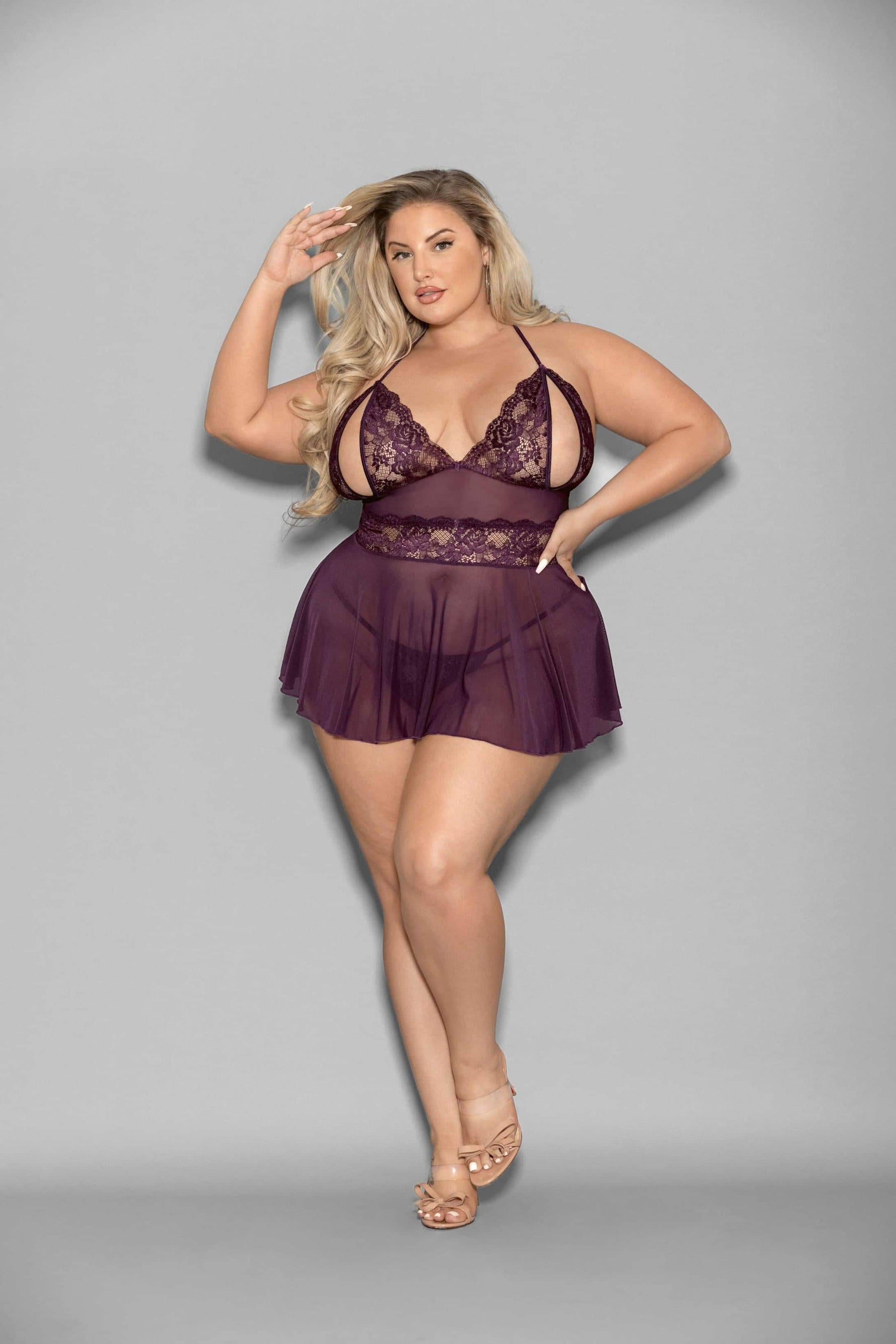 Shorty Babydoll - Queen Size - Plum Default Title