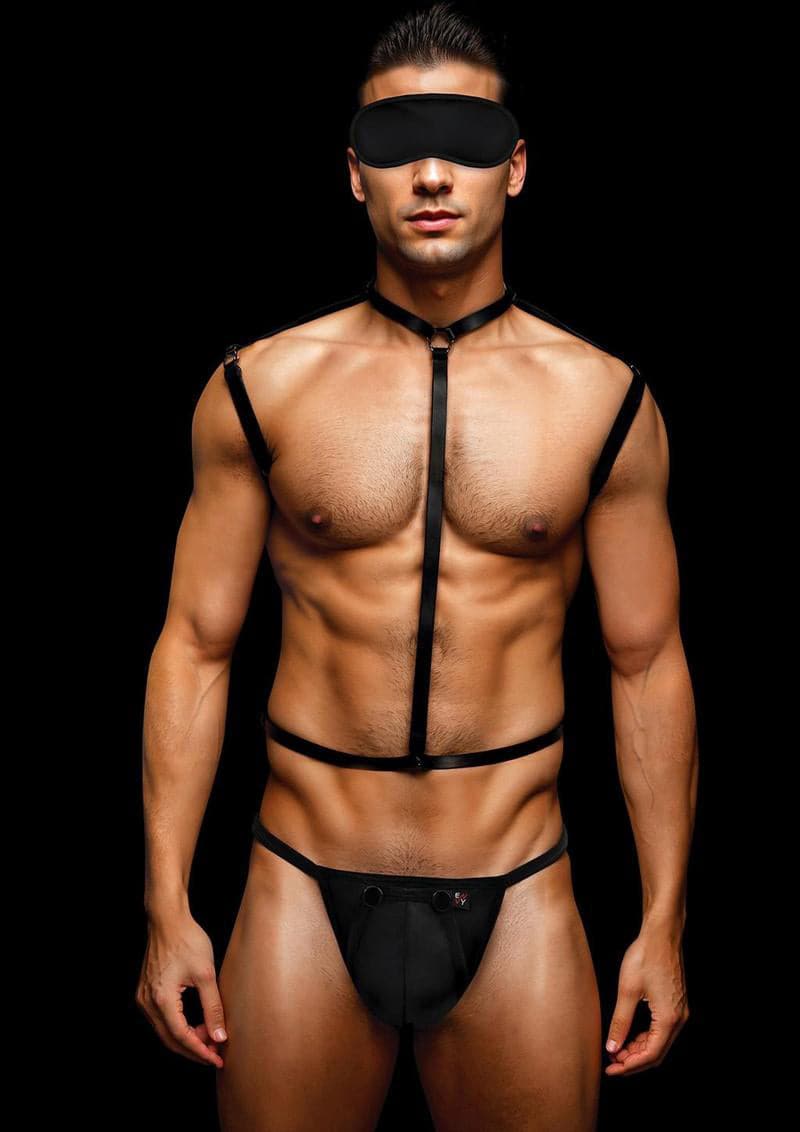 Envy 3 Pc Wet Look Chest Harness - Large/xlarge - Black Default Title