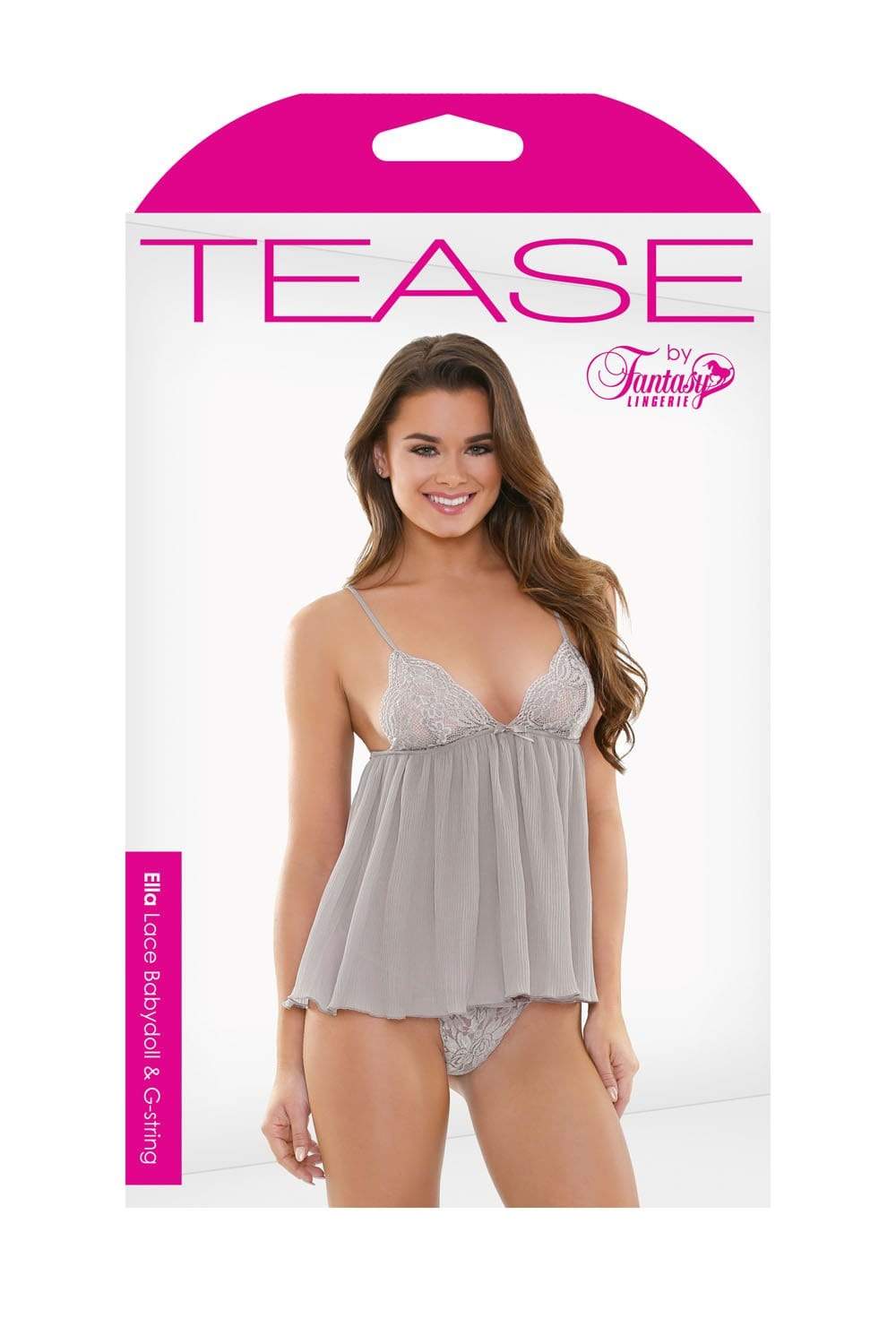 Ella Lace Babydoll and G-String - Dove-gray - S-m Default Title