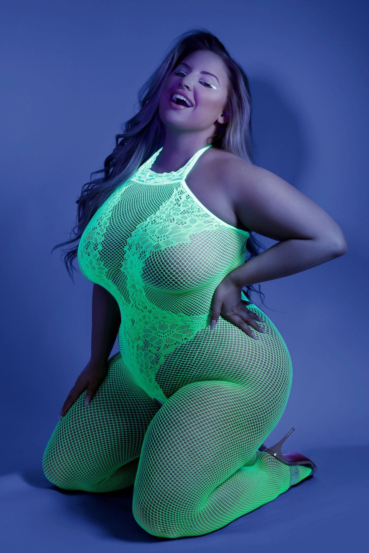 moonbeam crotchless bodystocking queen neon green