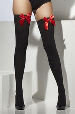 Thigh High Stockings With Red Bow - Black Fv-29331