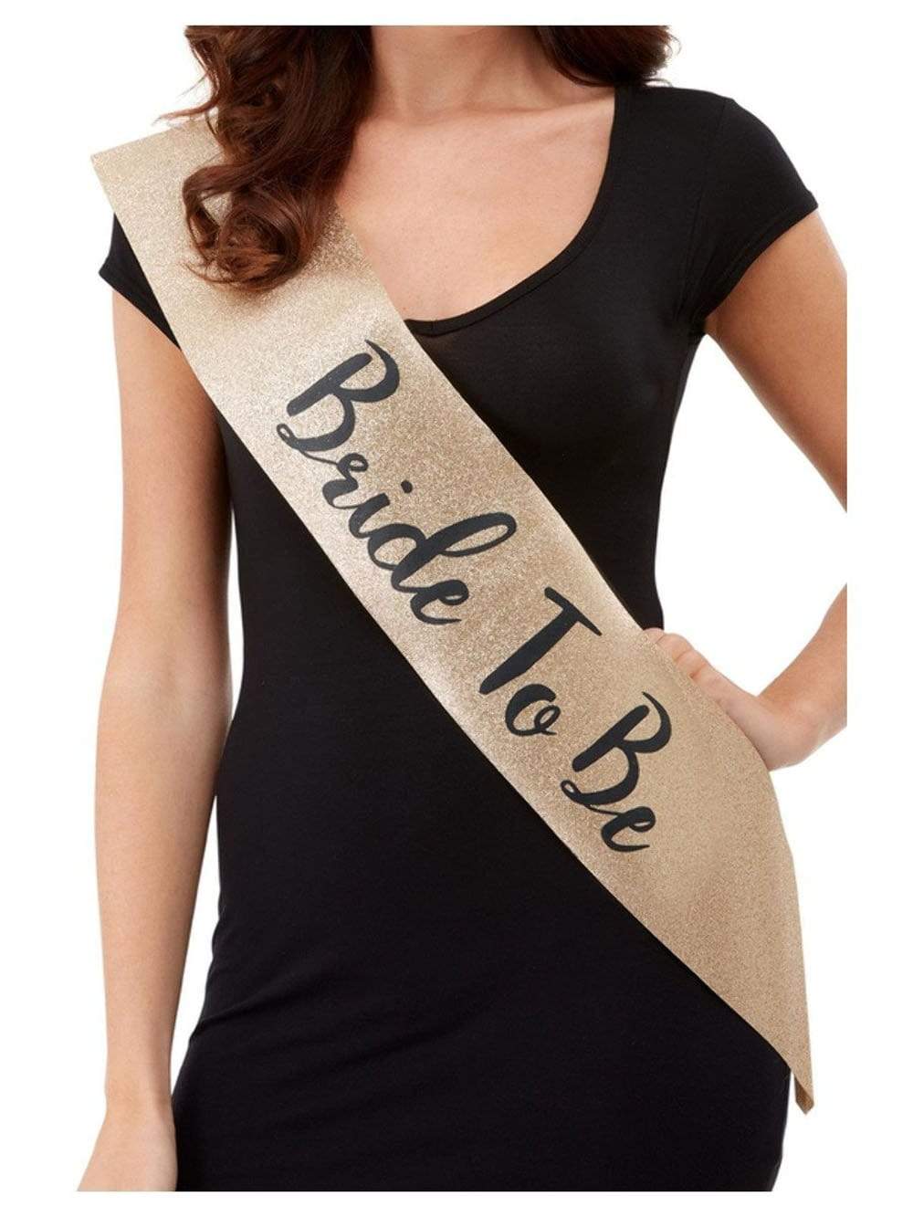 deluxe glitter bride to be sash black and gold