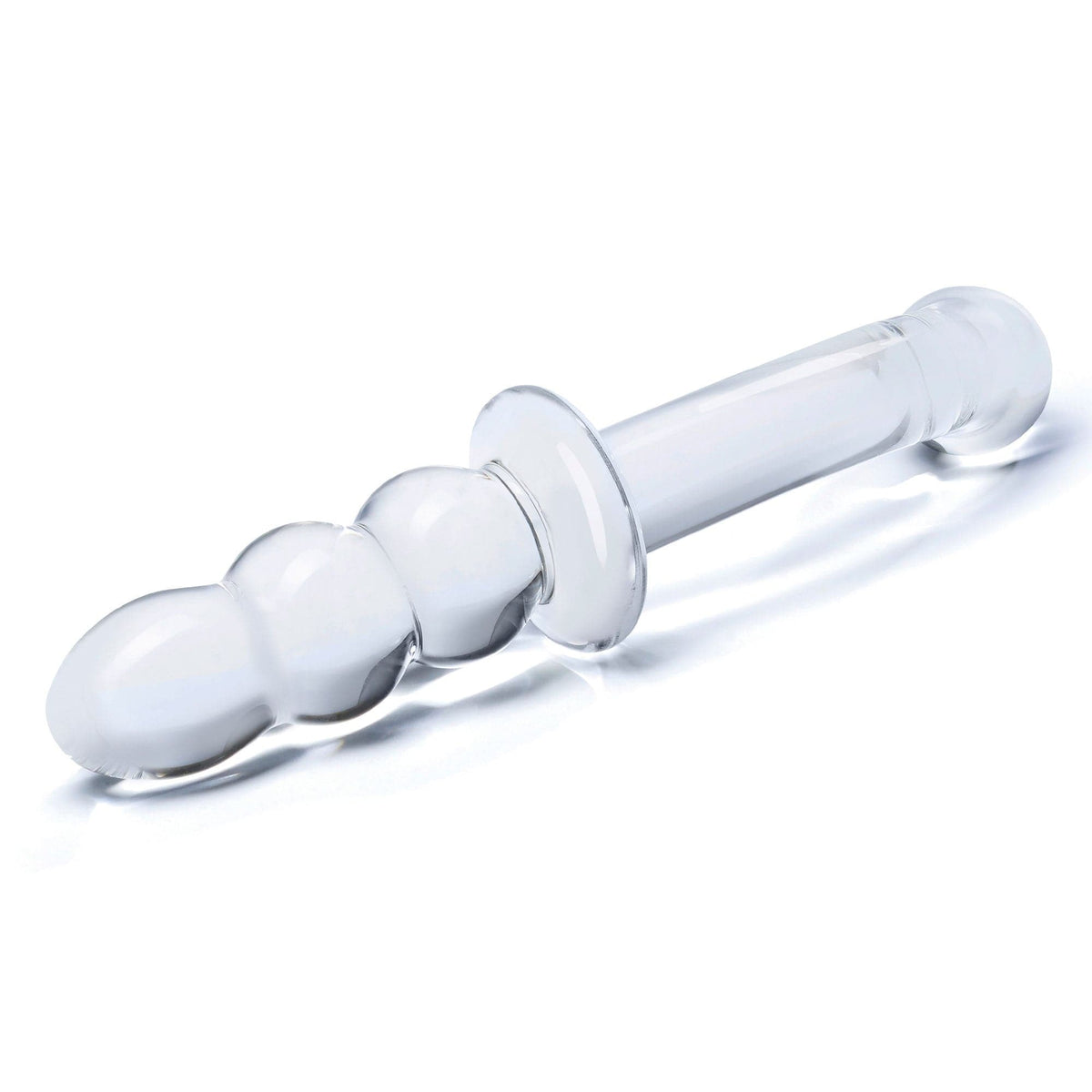 8 inch ribbed g spot glass dildo clear