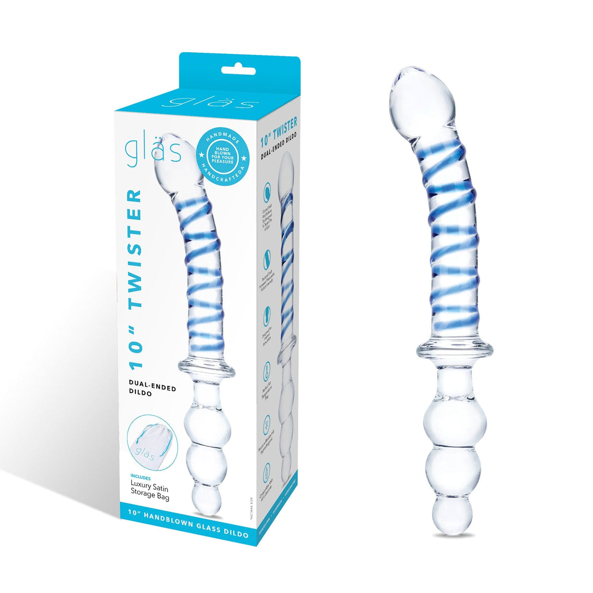 10 inch twister dual ended dildo clear blue
