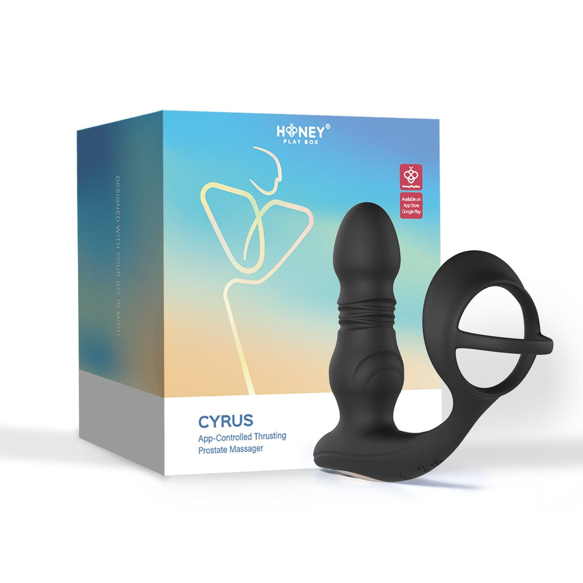 Cyrus - Masajeador de próstata de empuje App Control - Negro