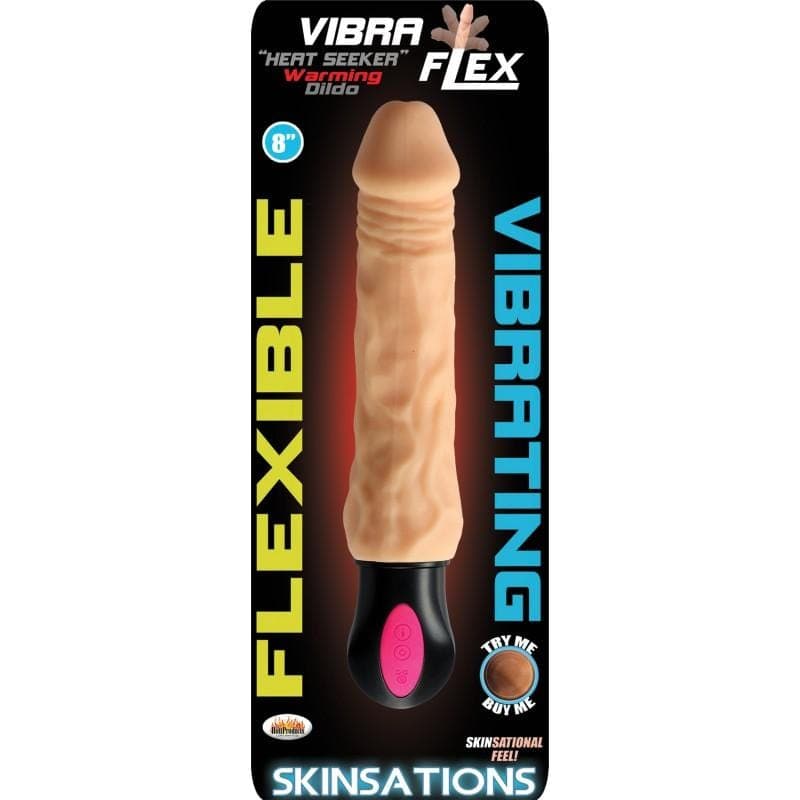 skinsations vibra flex heat seeker flexible warming dildo with 12 frequencies