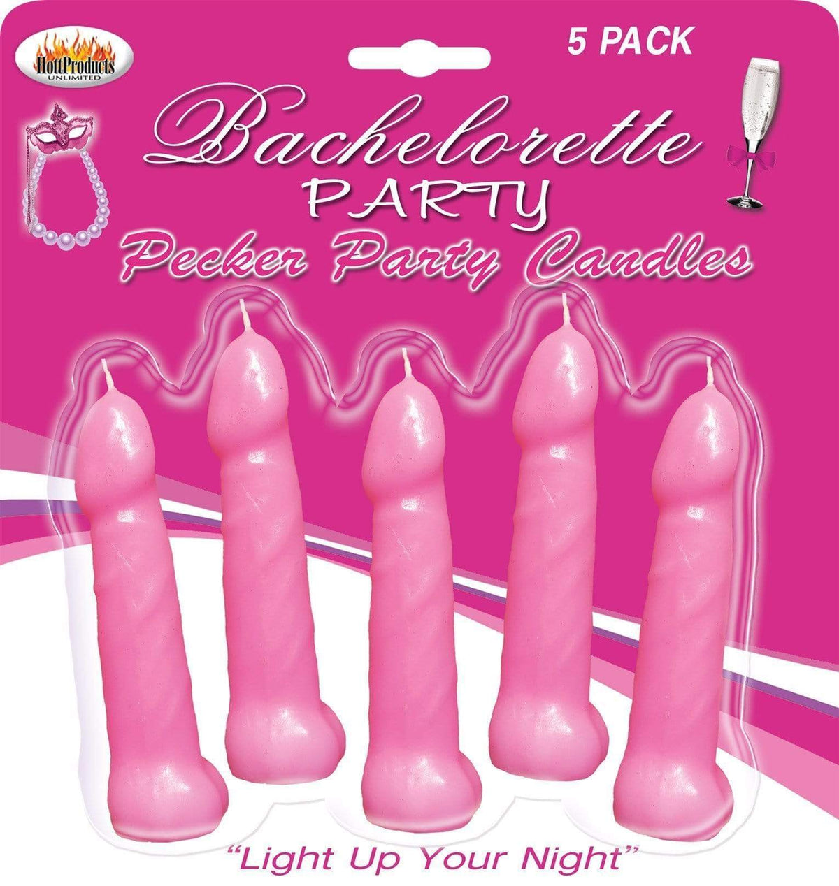 bachelorette pecker party pink candles 5pk