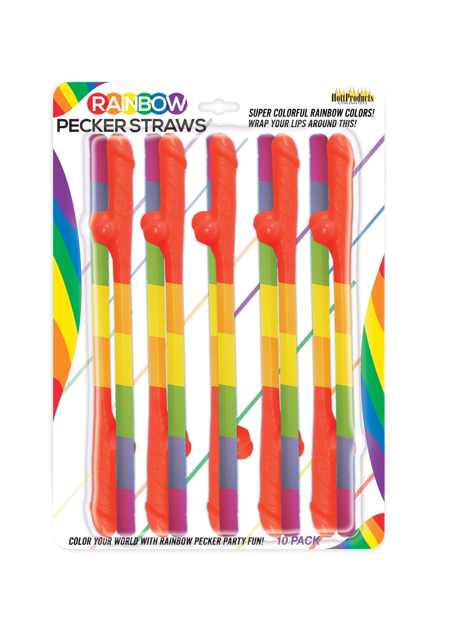 rainbow pecker straws 10 pack
