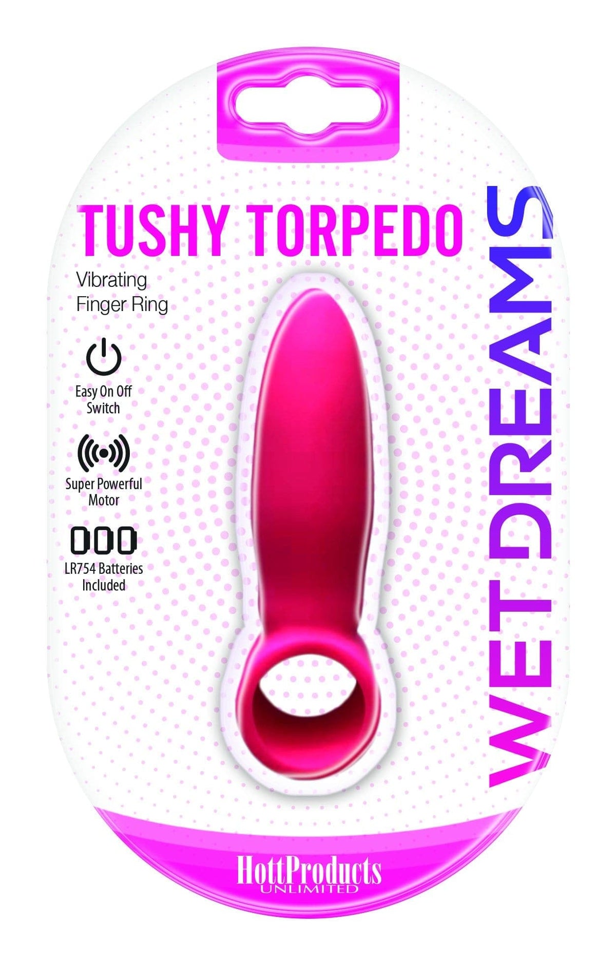 wet dreams tushy torpedo finger ring with turbo motor pink