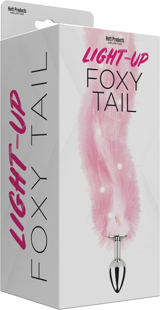 foxy tail light up faux fur butt plug pink plug pink