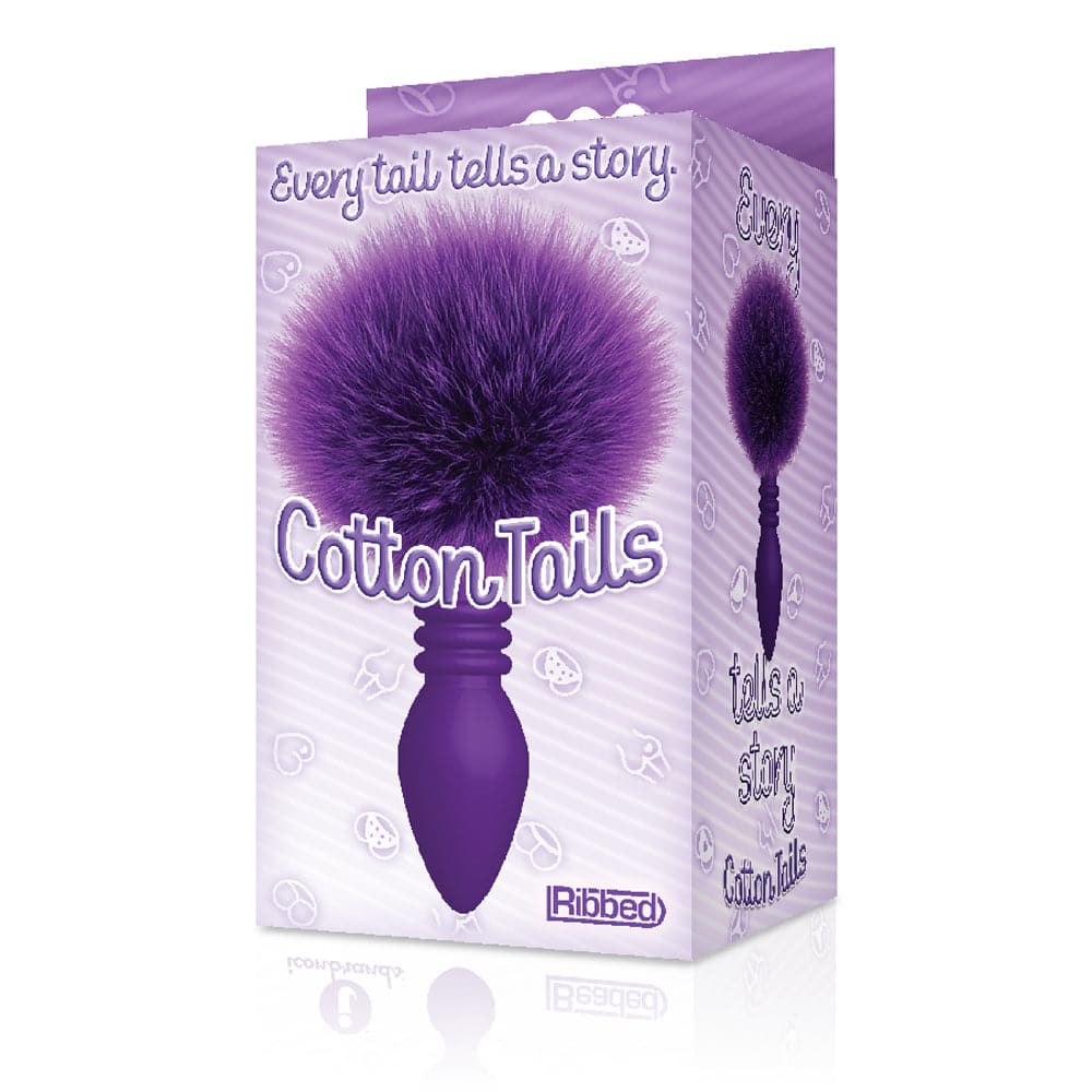 the 9s cottontails silicone bunny tail butt plug ribbed purple