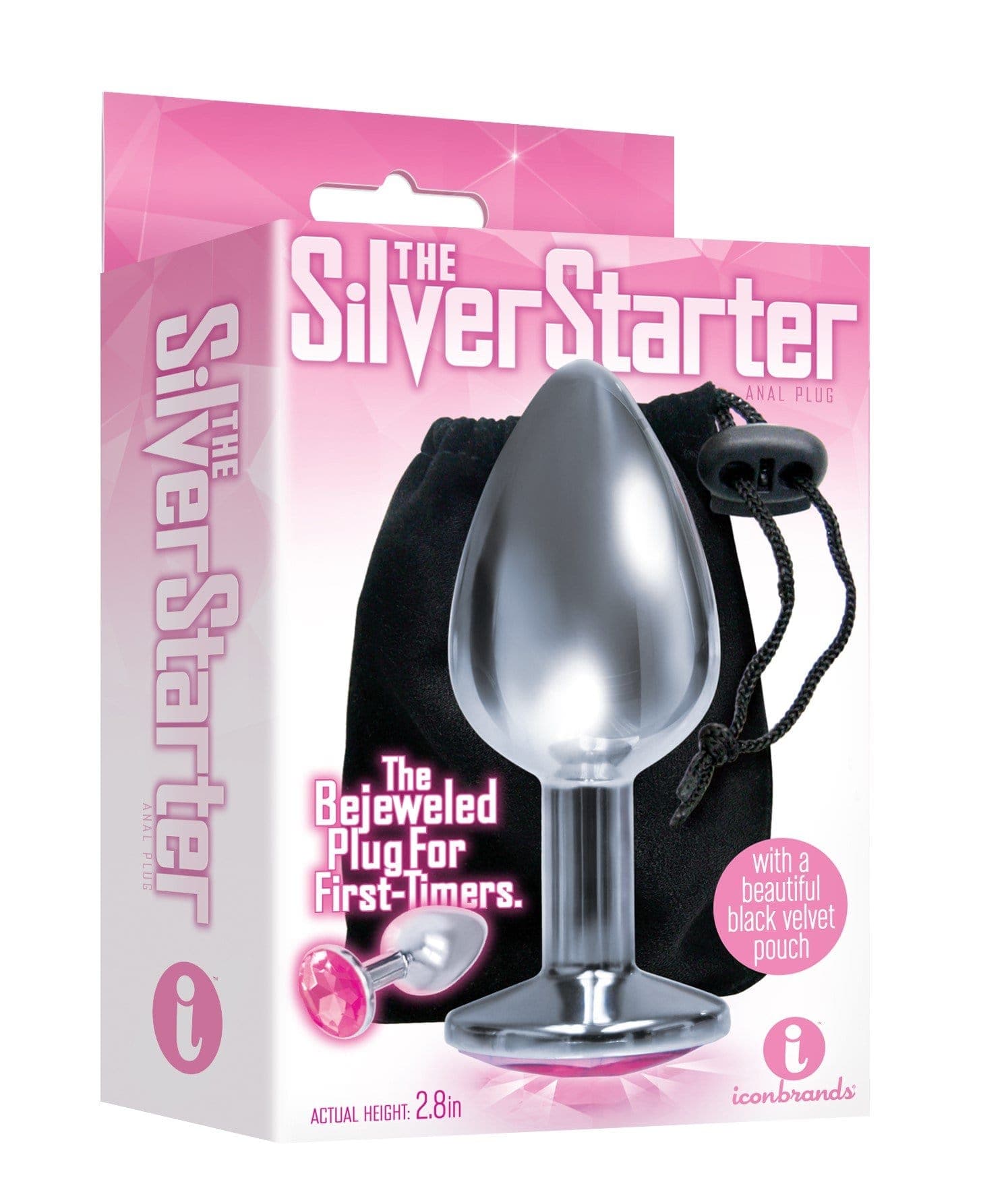 the 9s the silver starter bejeweled stainless steel plug pink