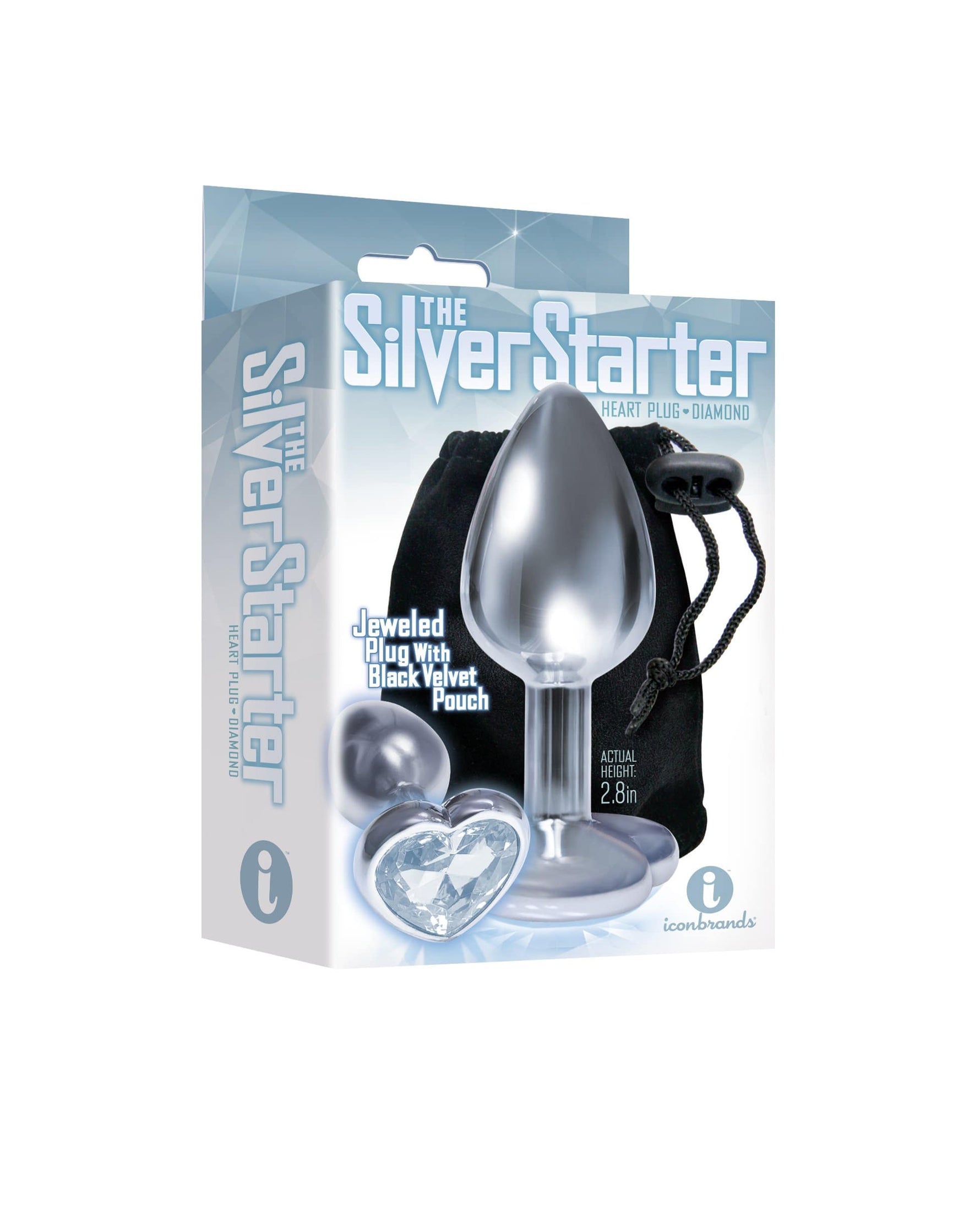 The 9's the Silver Starter Heart Bejeweled Stainless Steel Plug - Diamond Default Title