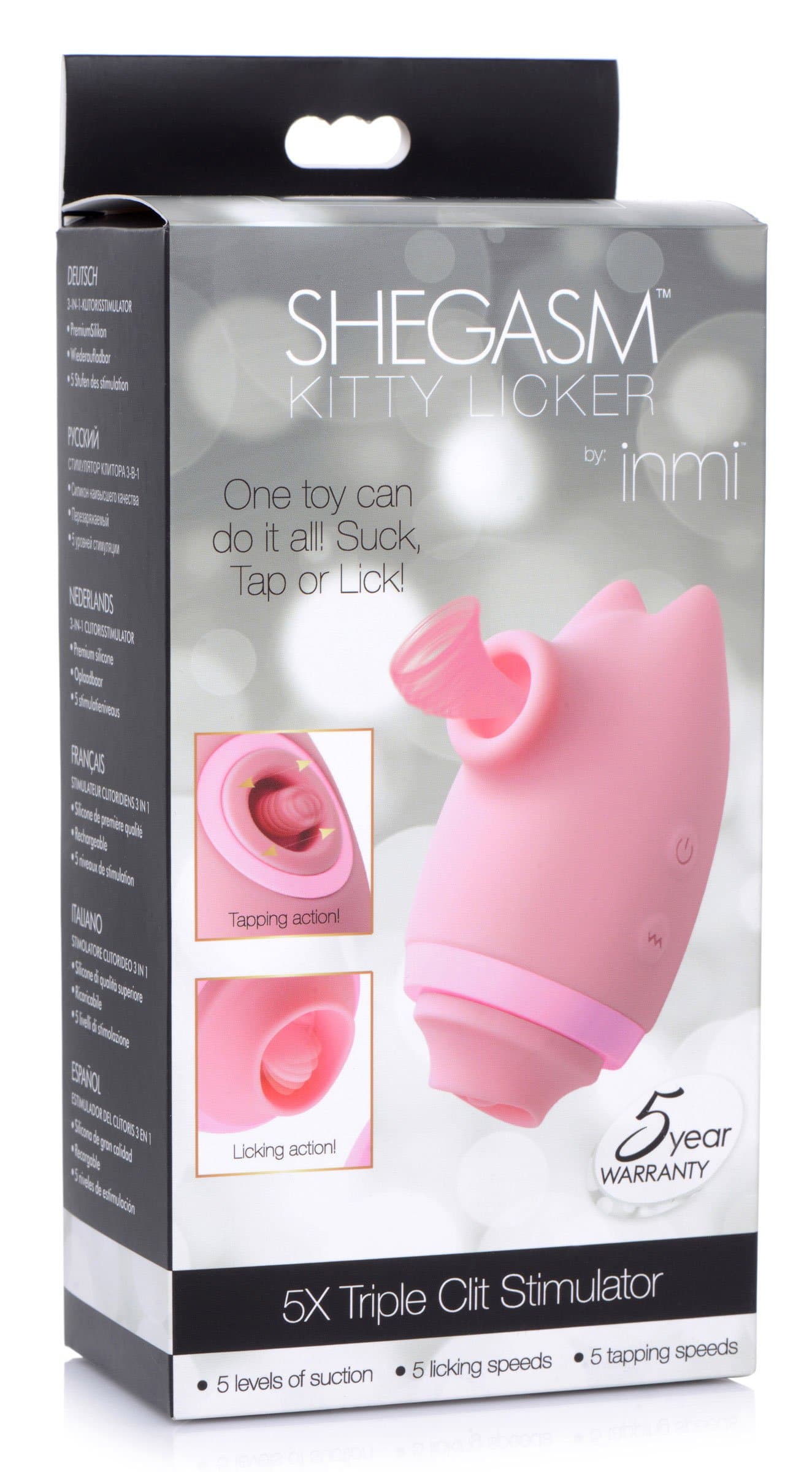 shegasm kitty licker 5x triple clit stimulator pink