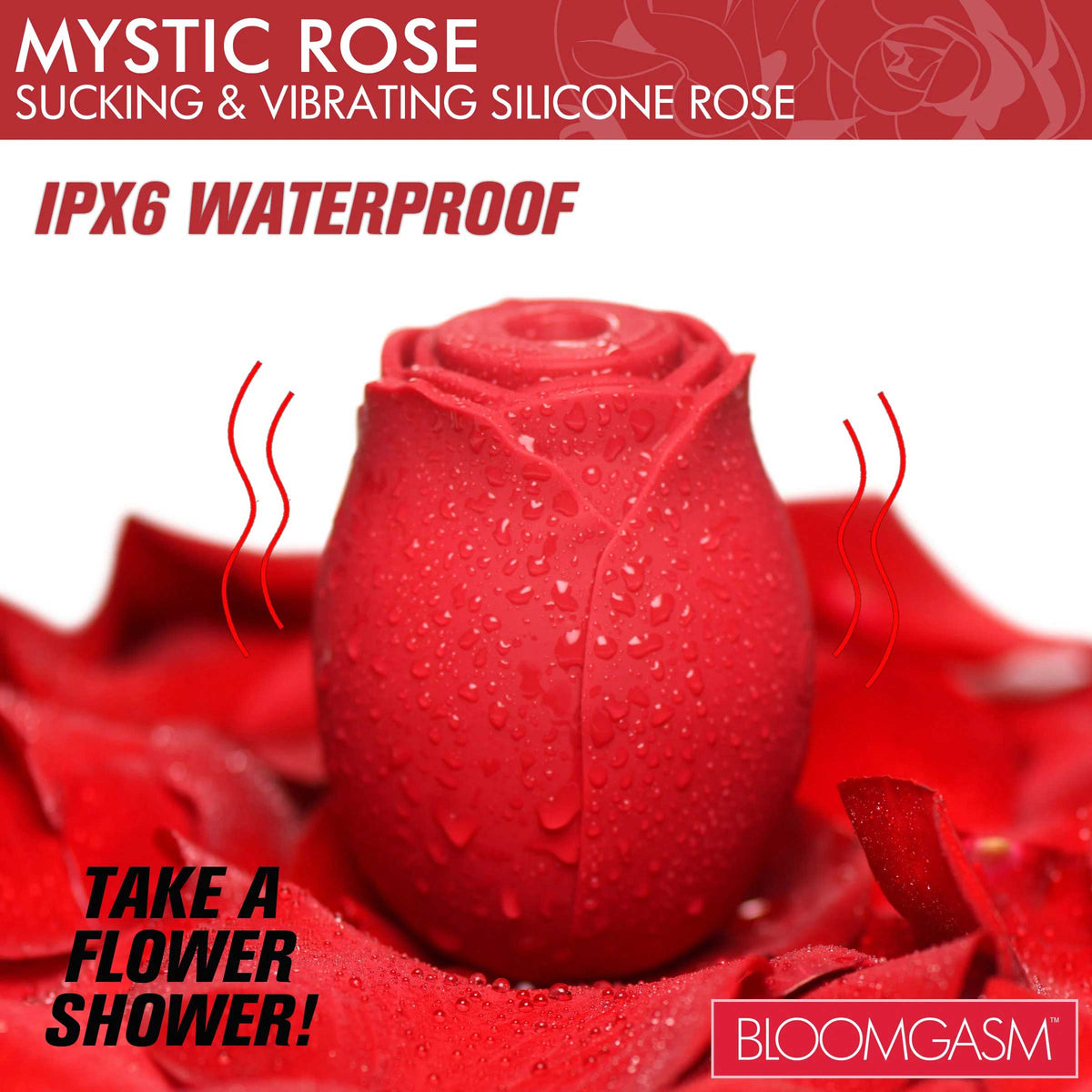 mystic rose sucking and vibrating silicone rose red
