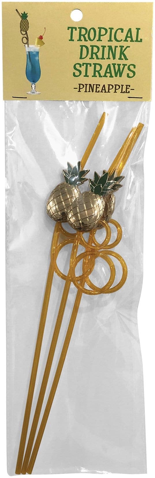 tropical drinking straws pineapple 3 pack