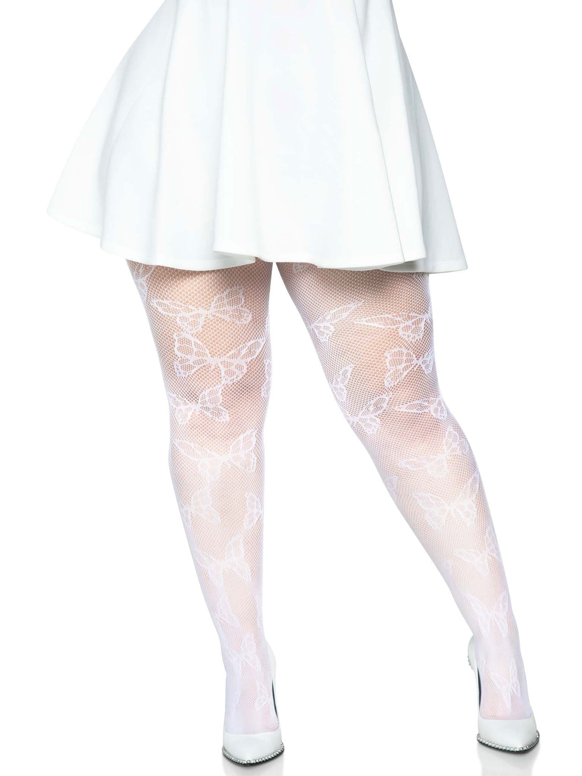 butterfly net tights 1x 2x white