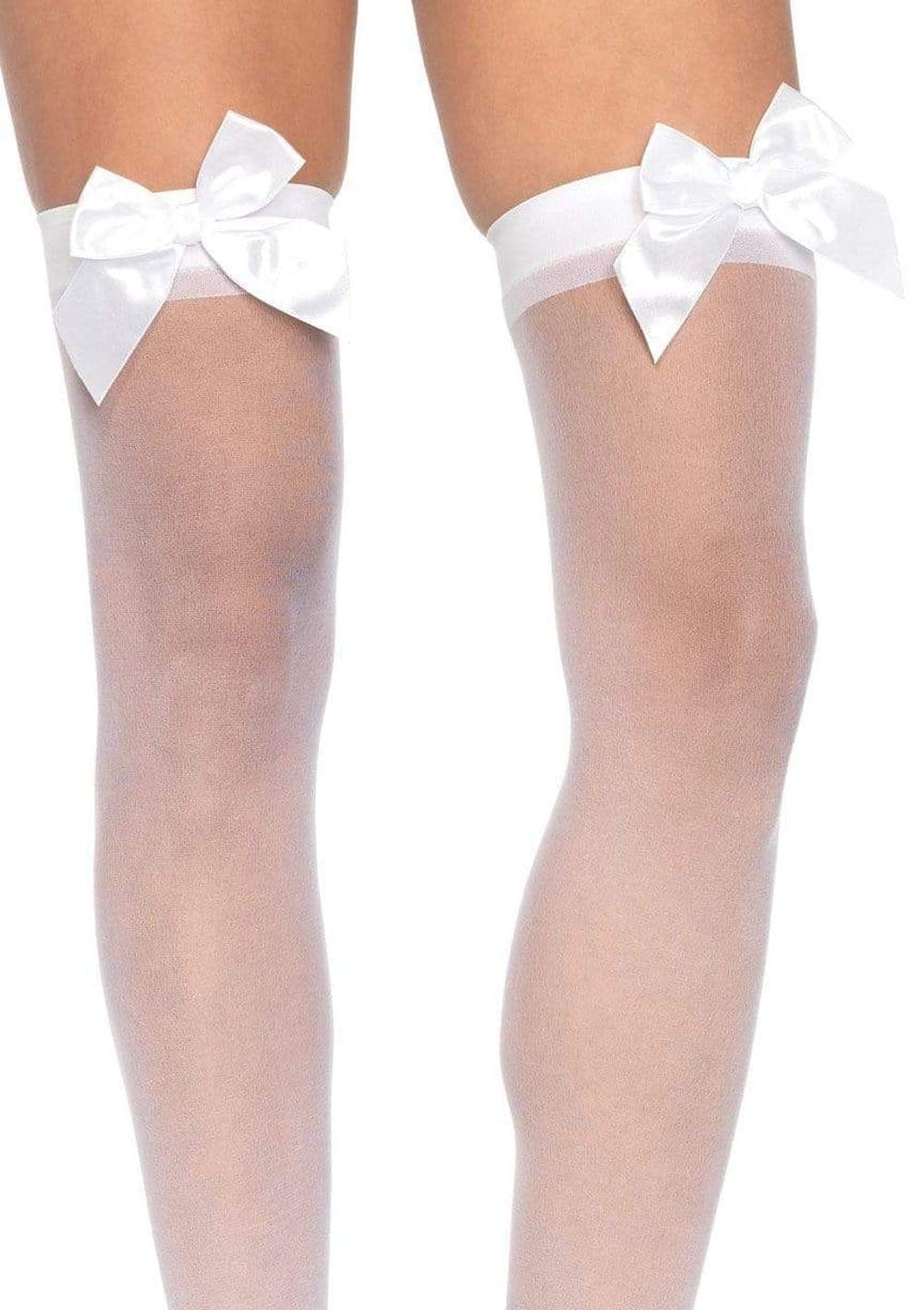 sheer thigh highs one size white