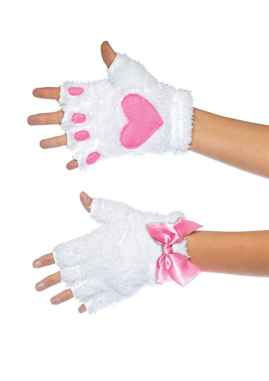 adult cat paw gloves costume accessory white