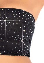 2 Pc Rhinestone Bandeau and Mini Skirt - Black - Small Default Title