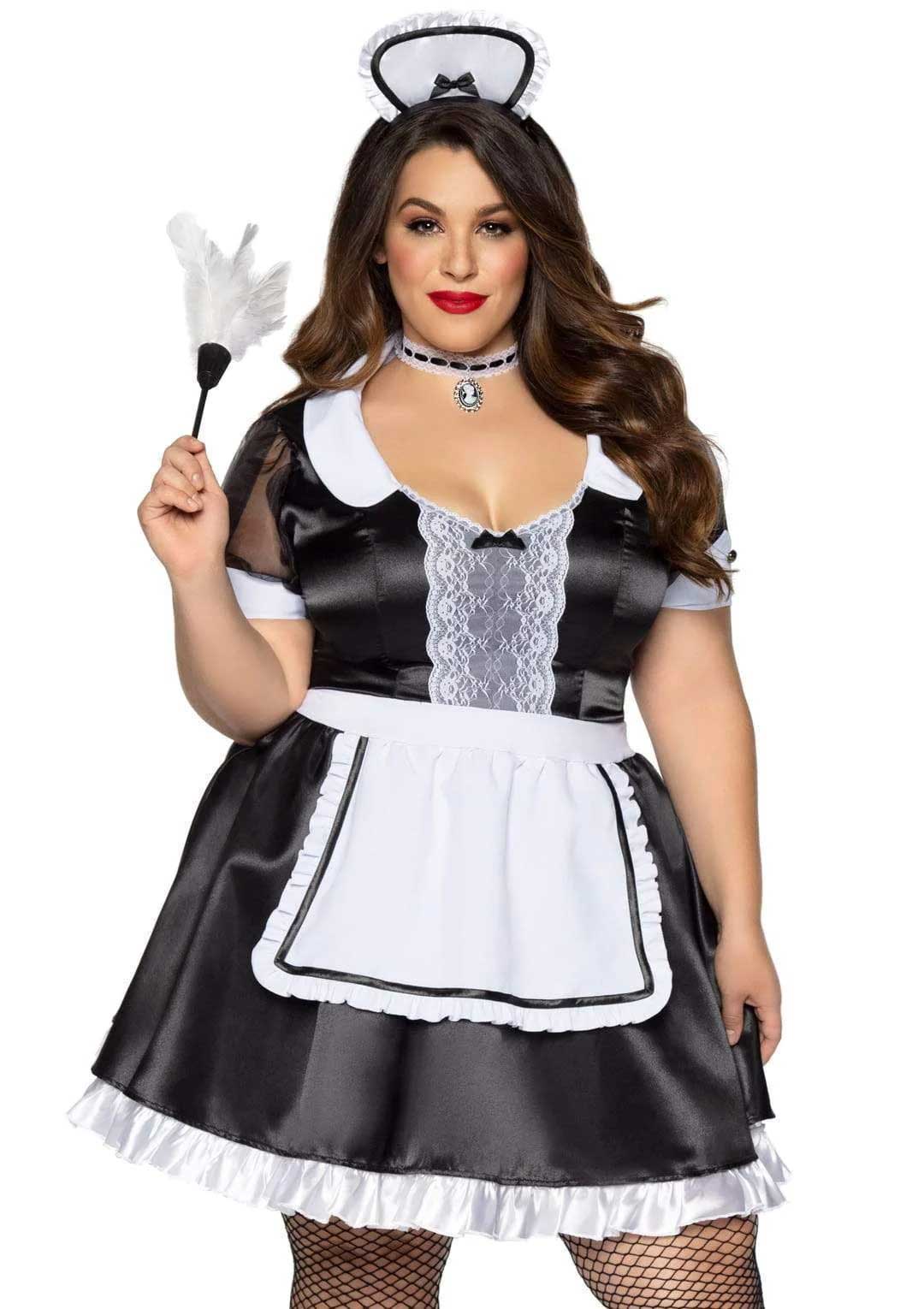 Plus Classic French Maid Costume - 1x/2x - Black / White Default Title