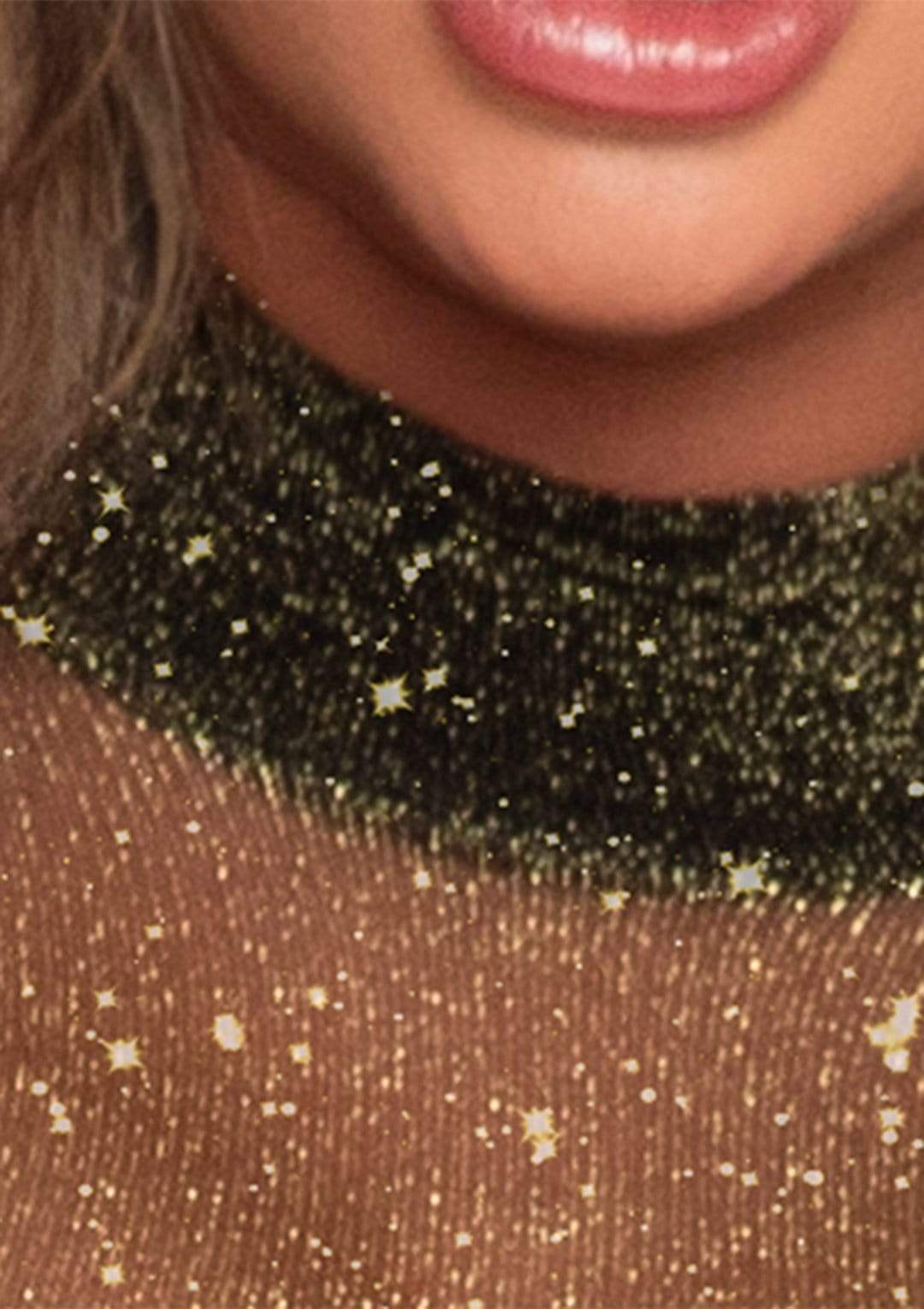 Shimmery Sheer Bodysuit - One Size - Black-gold Default Title