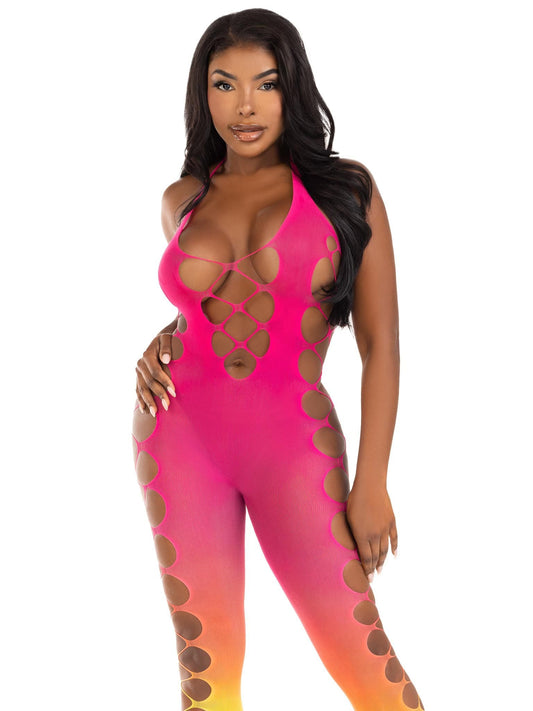 Ombre Footless Bodystocking - One Size - Sunset