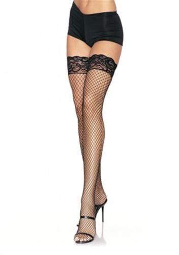 industrial net stay up thigh highs one size black