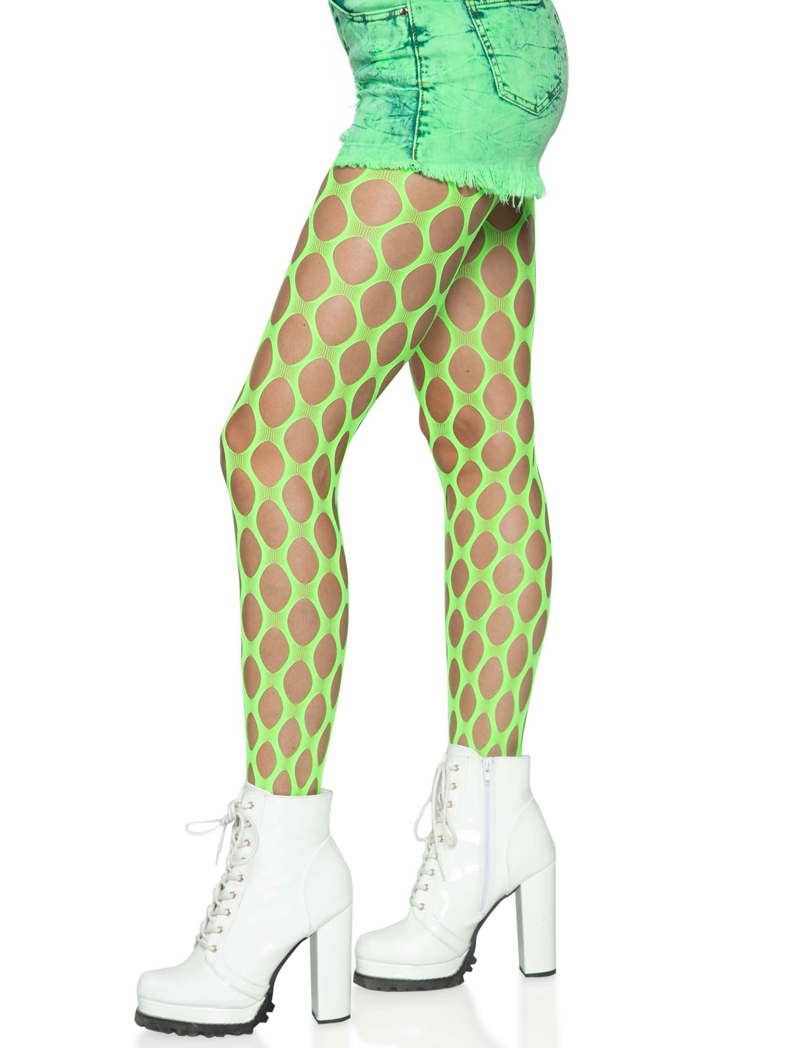Jumbo Pothole Net Tights - Neon Green - One Size Green - One Size
