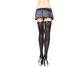 Opaque Thigh Highs With Corset Lace Top - One Size - Black Default Title