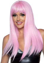 24 Inch Long Straight Bang Wig Pink Default Title