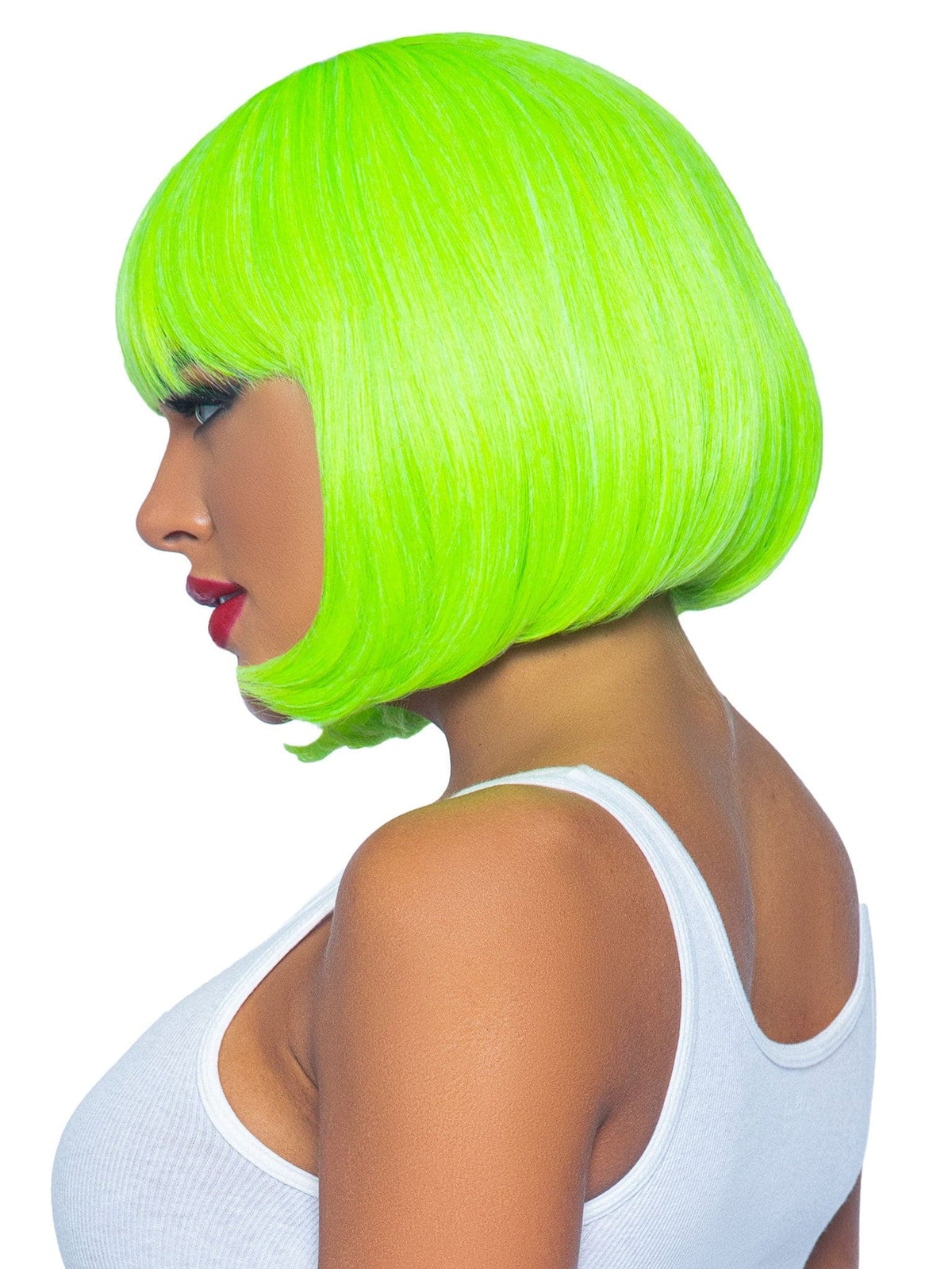 12 inch short bob wig neon green