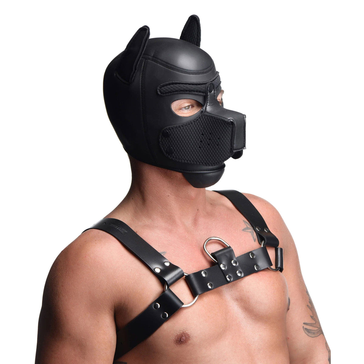 spike neoprene puppy hood black