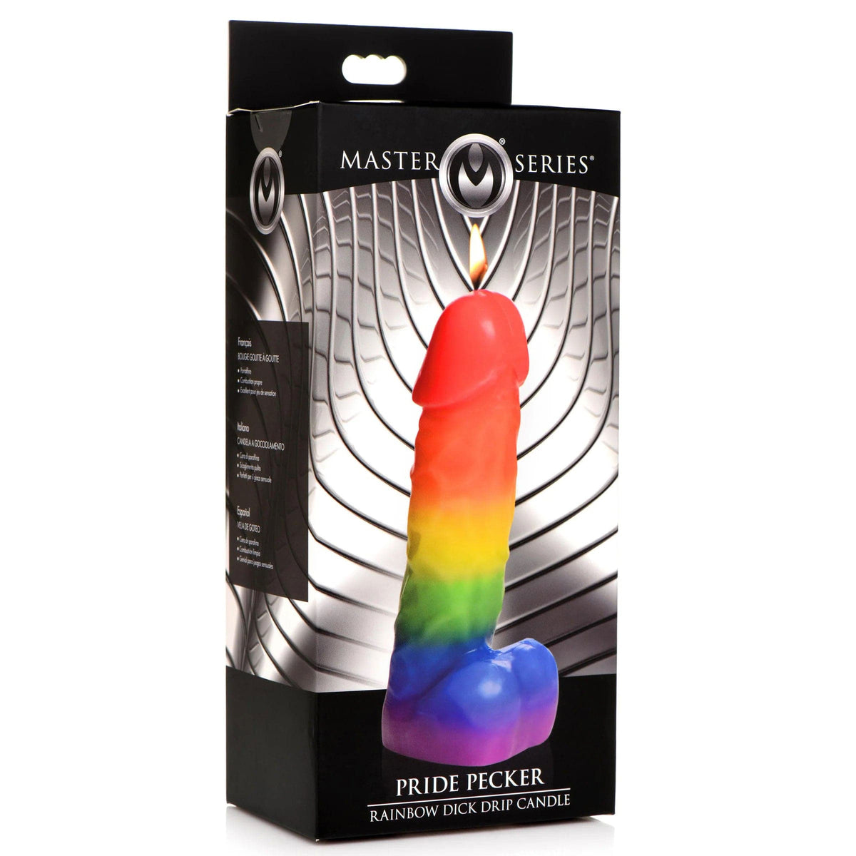 pride pecker rainbow drip candle